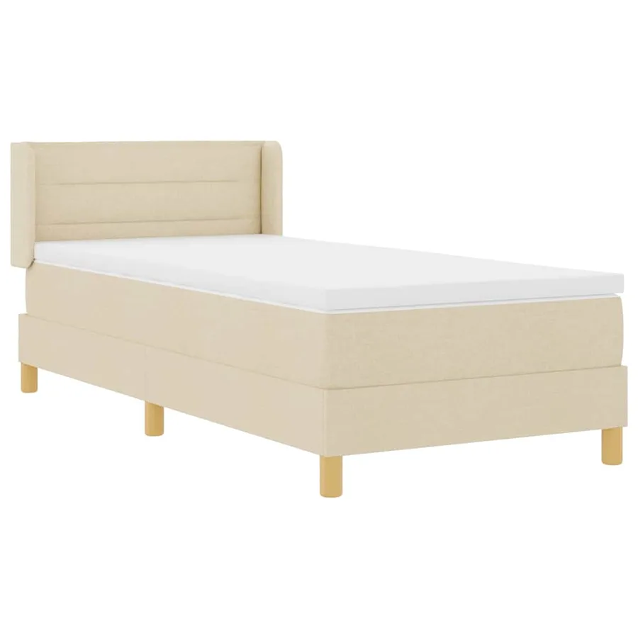Lit à ressorts avec matelas Crème 200 x 100 cm tissu - 6