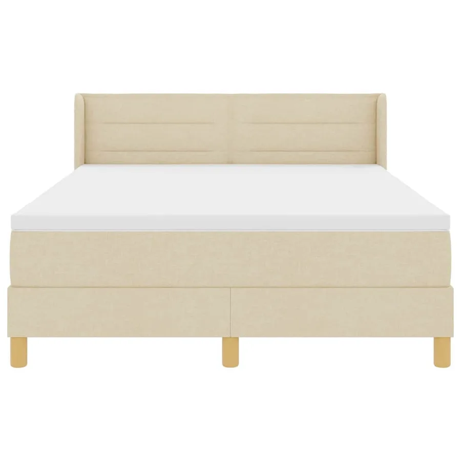 Lit à ressorts avec matelas Crème 190 x 140 cm tissu - 7