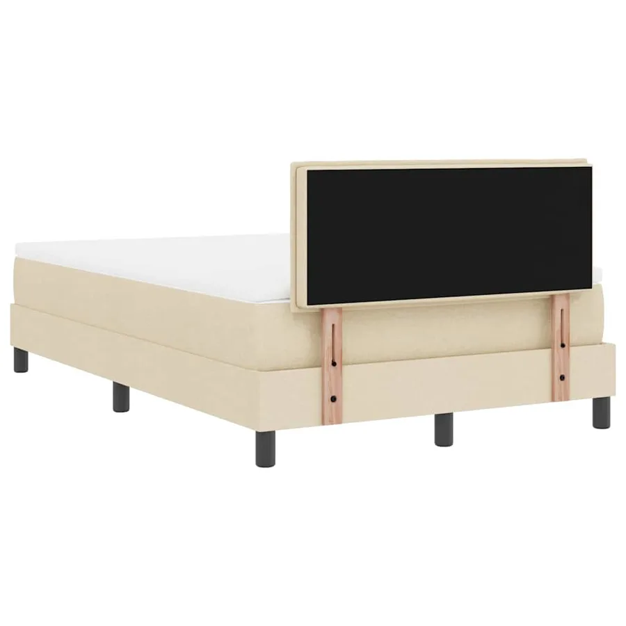 Lit à ressorts avec matelas avec LED Crème 120 x 200 cm tissu - 8