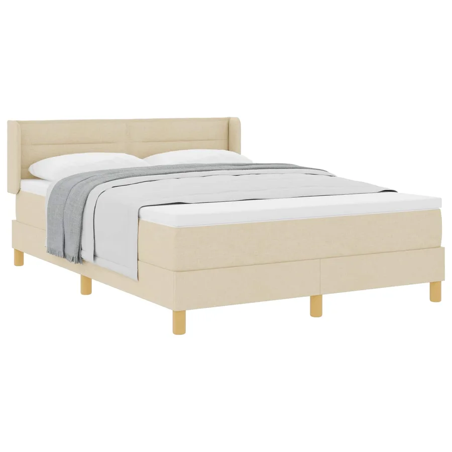 Lit à ressorts avec matelas Crème 200 x 140 cm tissu - 2
