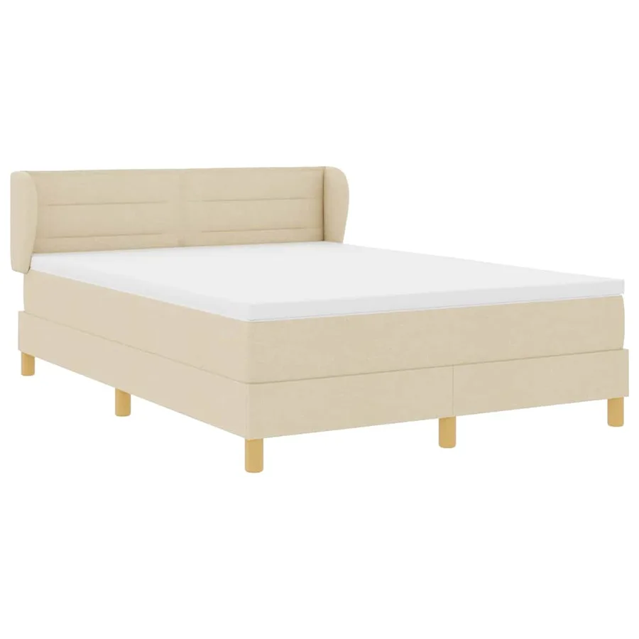Lit à ressorts avec matelas Crème 200 x 140 cm tissu - 5