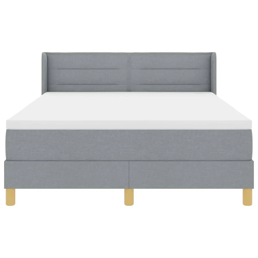 Lit à ressorts avec matelas Gris clair 200 x 160 cm tissu - 2