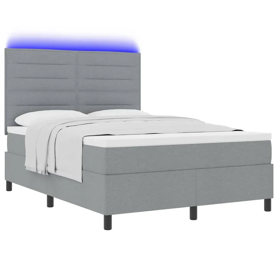 Lit à ressorts avec matelas Gris clair 160 x 200 cm tissu - 3