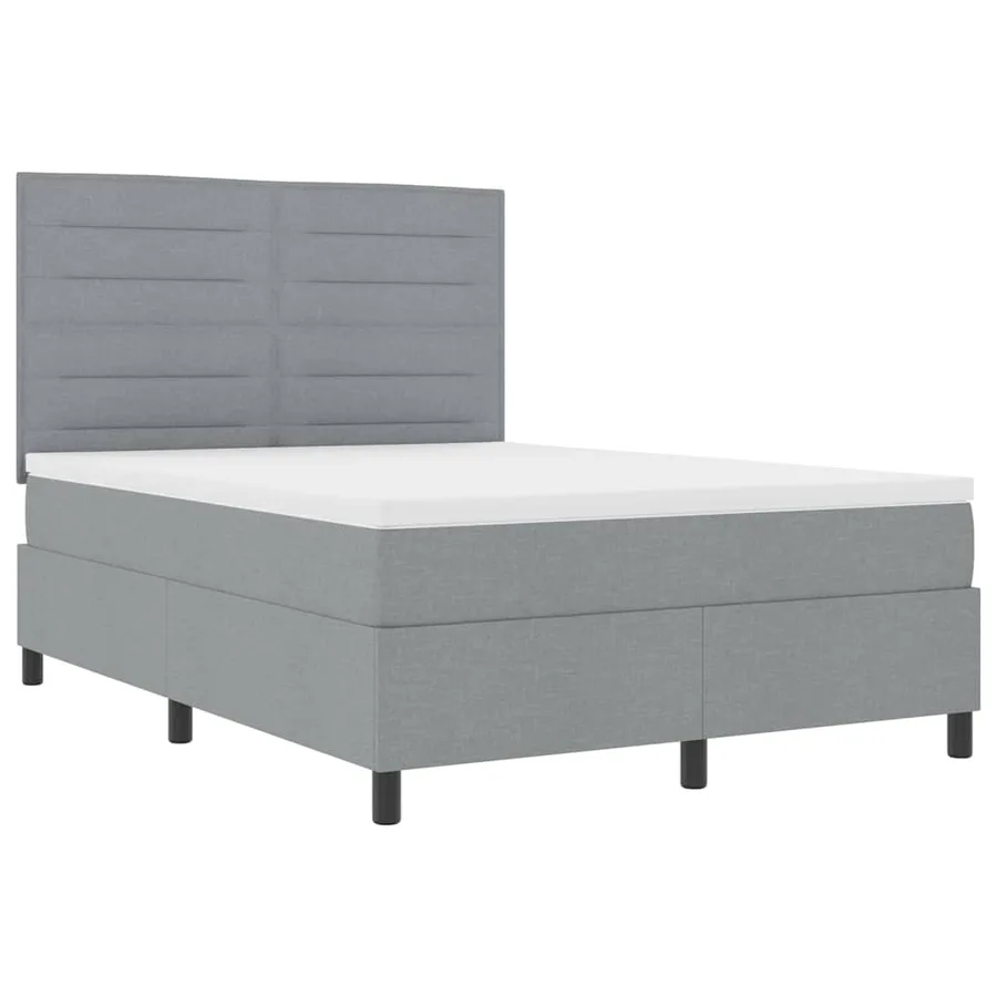 Lit à ressorts avec matelas Gris clair 160 x 200 cm tissu - 6