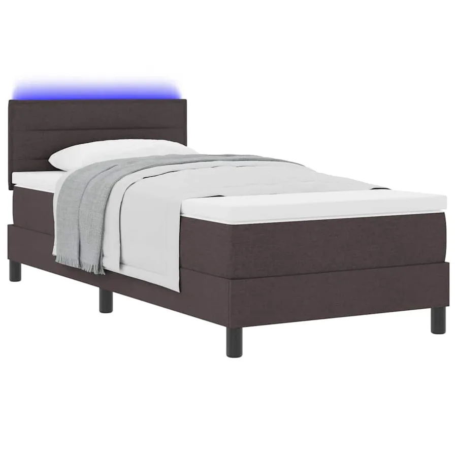 Lit à ressorts avec matelas Marron foncé 90 x 190 cm tissu - 3