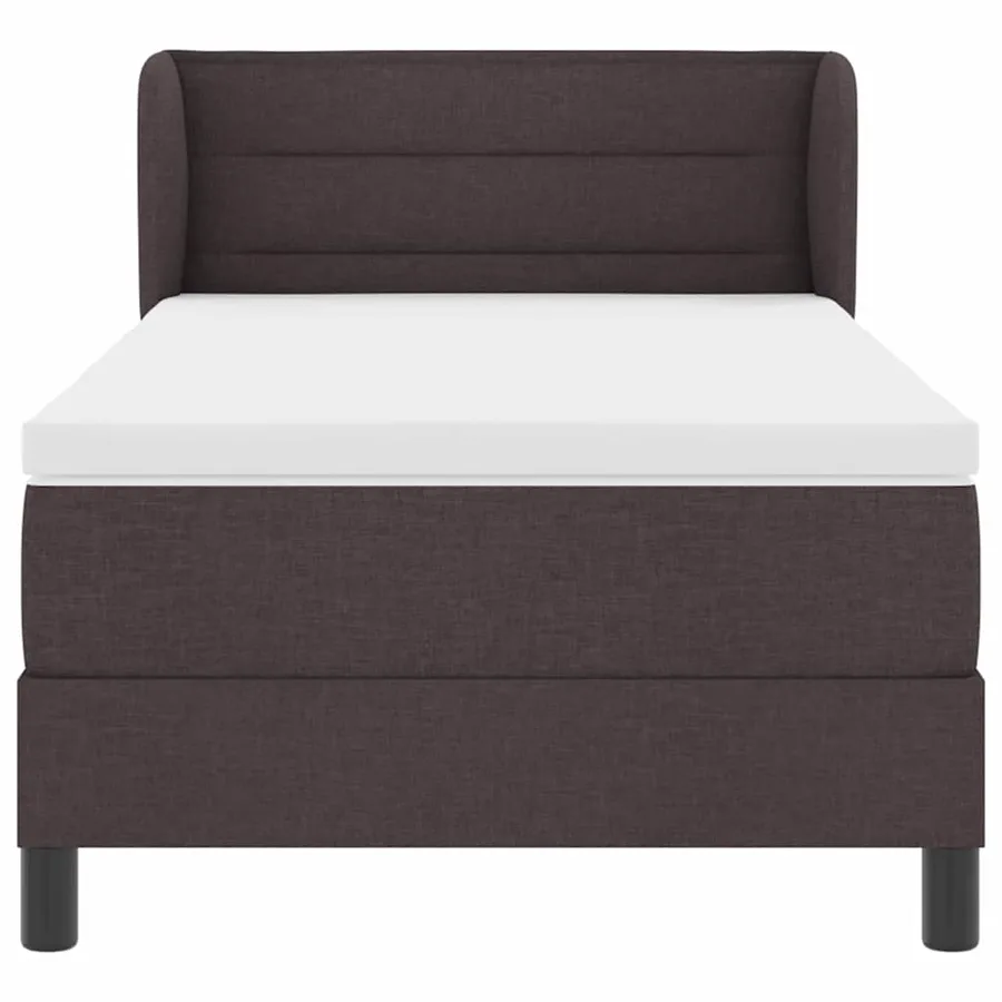 Lit à ressorts avec matelas Marron foncé 90 x 200 cm tissu - 7