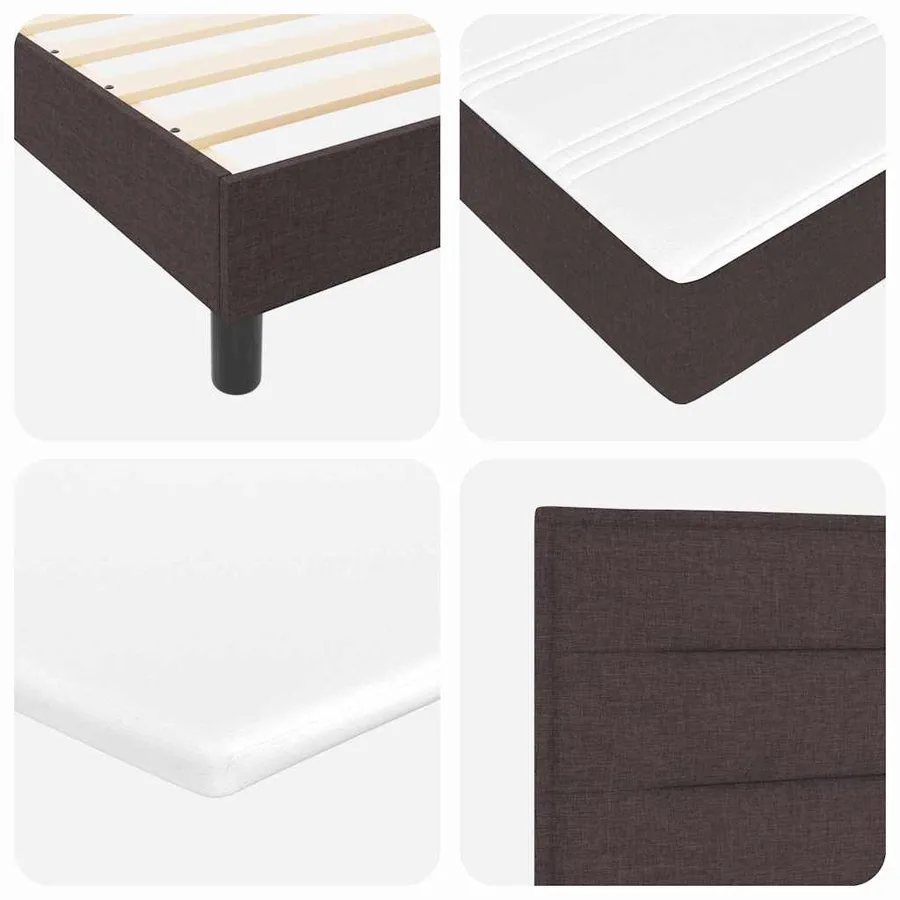 Lit à ressorts avec matelas Marron foncé 90 x 200 cm tissu - 8