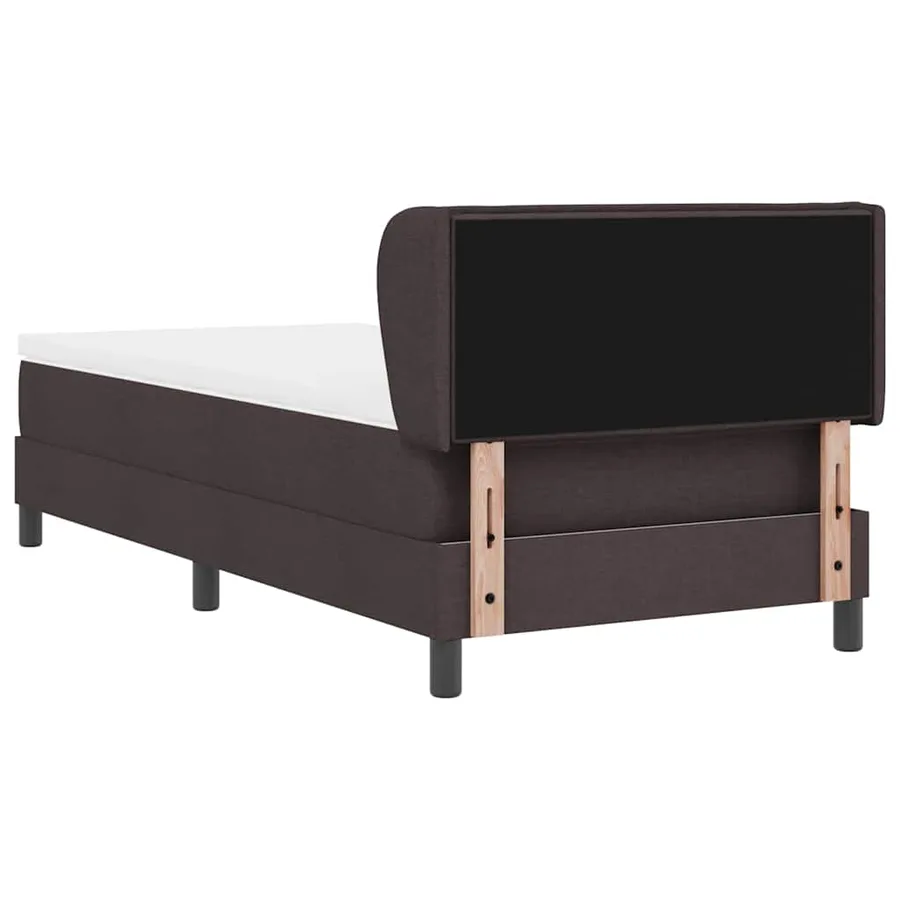 Lit à ressorts avec matelas Marron foncé 90 x 200 cm tissu - 9