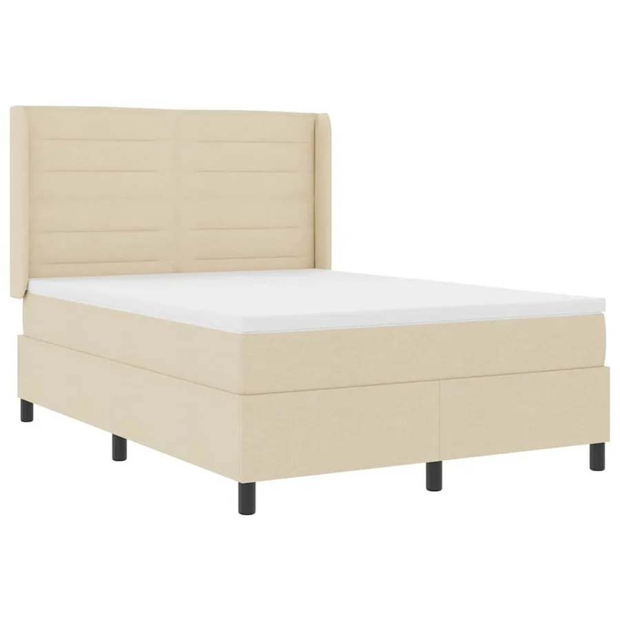 Lit à ressort LED avec matelas Crème 140 x 200 cm tissu - 2