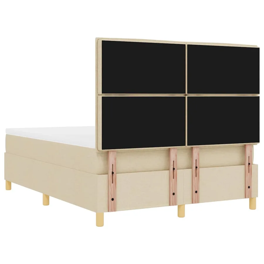 Lit à ressort LED avec matelas Crème 140 x 200 cm tissu - 8