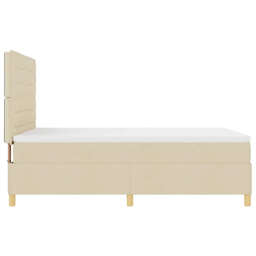 Lit à ressort LED avec matelas Crème 140 x 200 cm tissu - 9