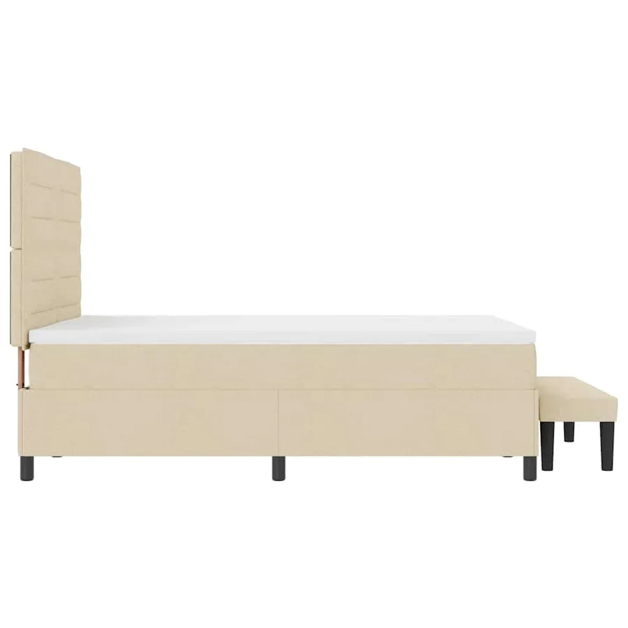 Lit à ressorts avec tête de lit Crème 140 x 200 cm tissu - 9
