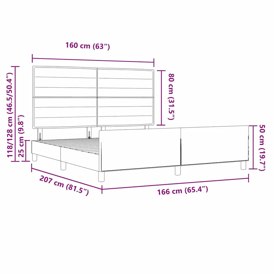 Cadre de lit avec tête de lit Gris clair 160 x 200 cm tissu - 16