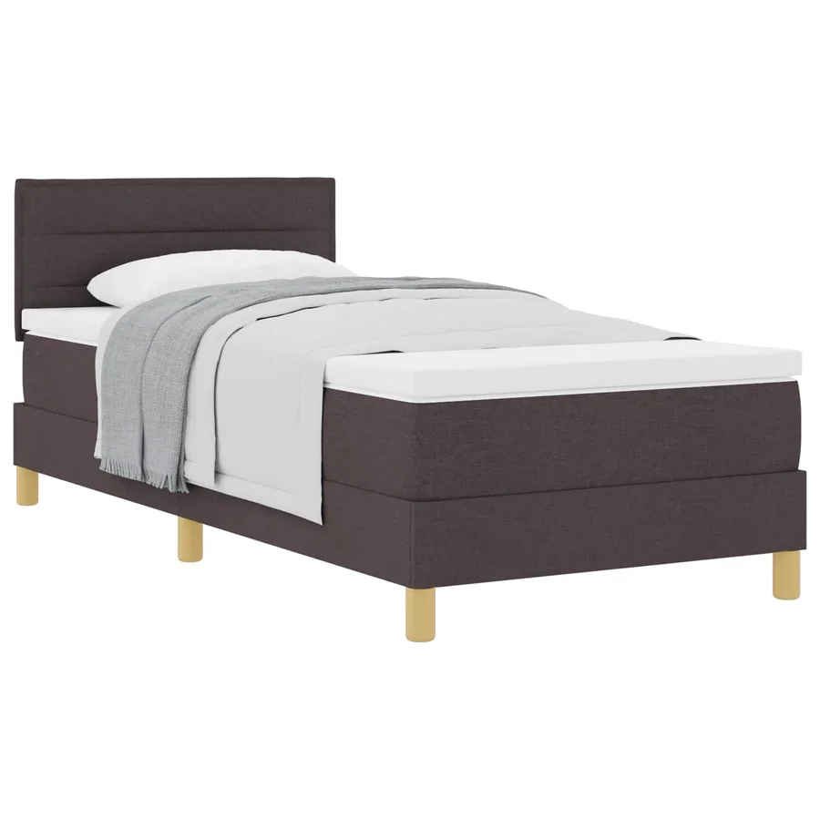 Lit à ressorts avec coussin Marron foncé 90 x 200 cm tissu - 2