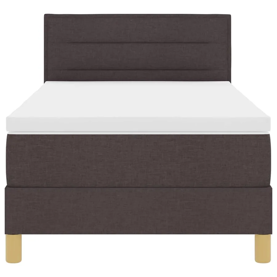 Lit à ressorts avec coussin Marron foncé 90 x 200 cm tissu - 7