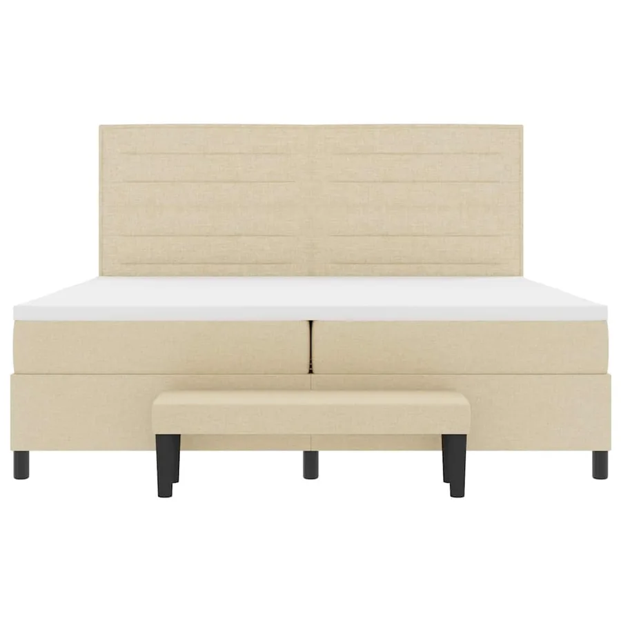 Lit à ressorts avec matelas Crème 200 x 200 cm tissu - 7
