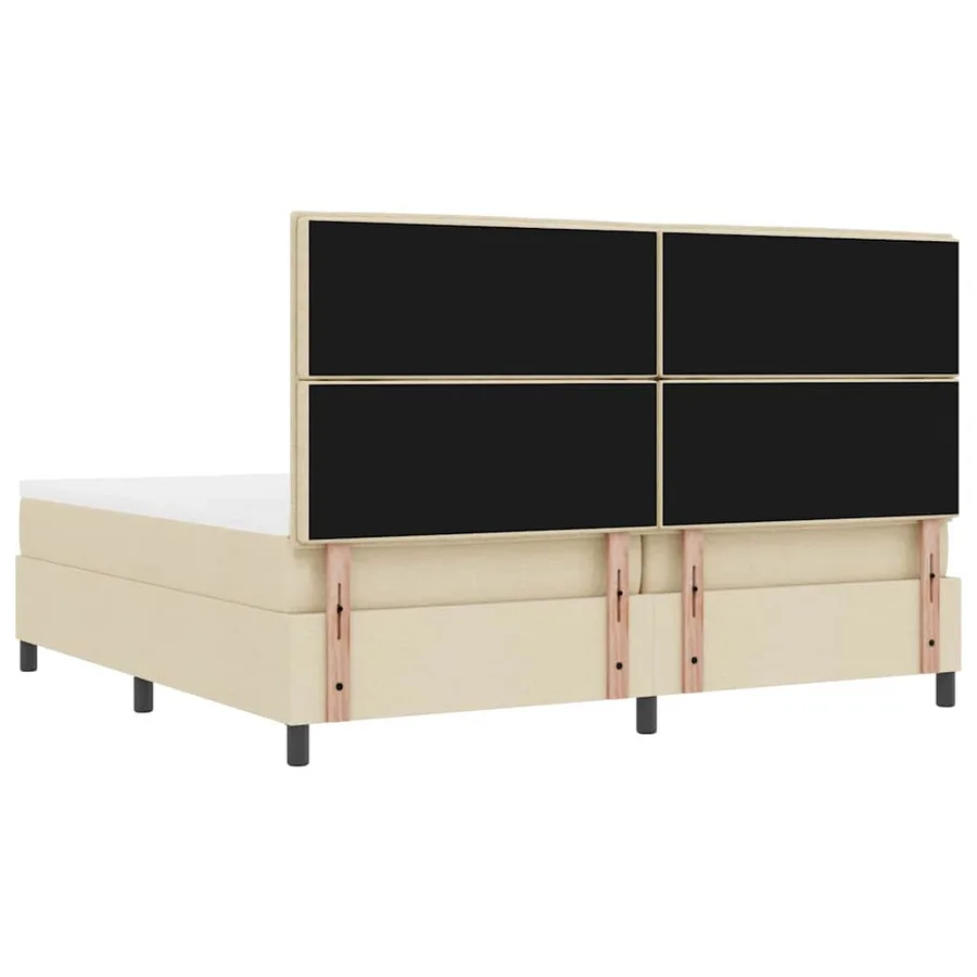 Lit à ressorts avec matelas Crème 200 x 200 cm tissu - 9