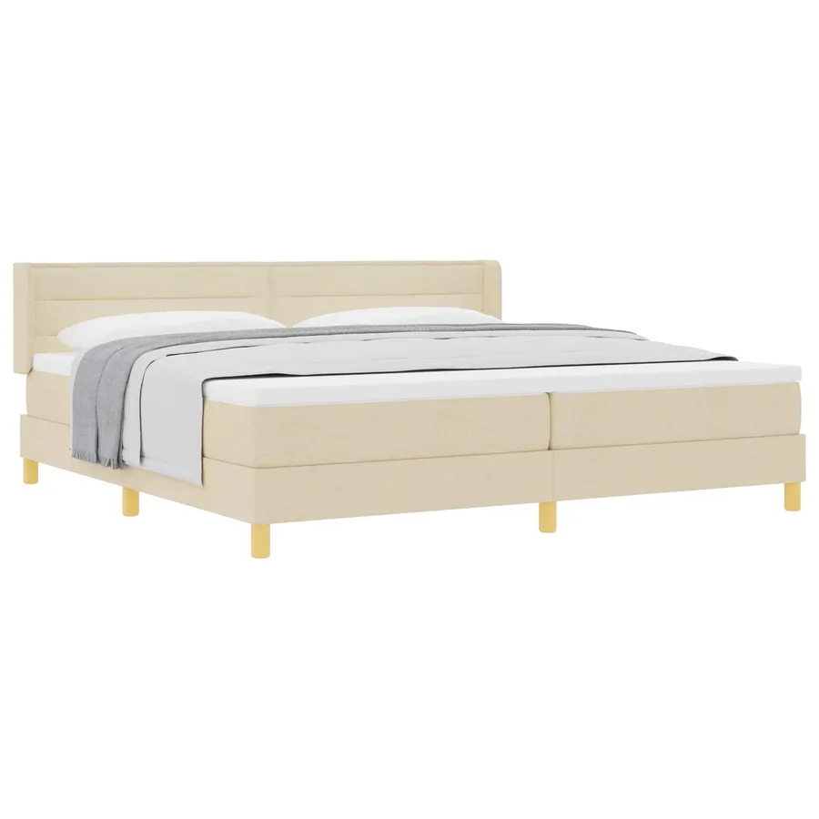 Lit à ressorts avec matelas Crème 200 x 200 cm tissu - 2