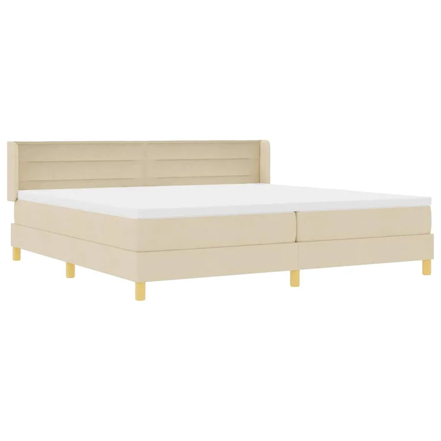 Lit à ressorts avec matelas Crème 200 x 200 cm tissu - 6