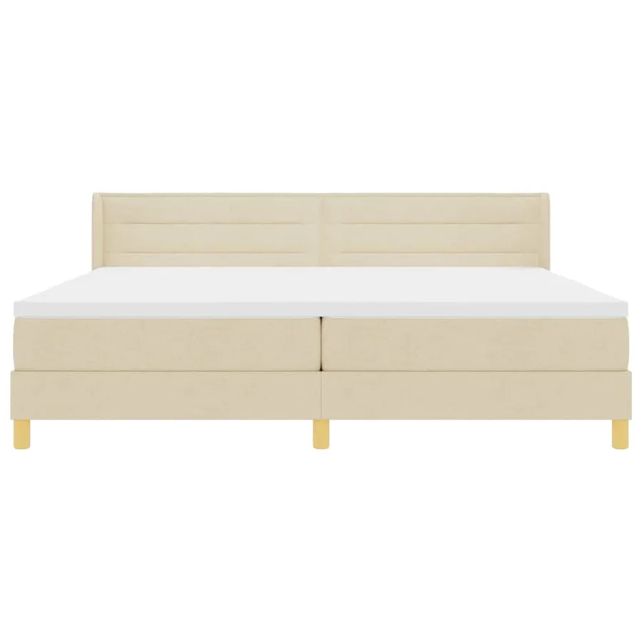 Lit à ressorts avec matelas Crème 200 x 200 cm tissu - 7