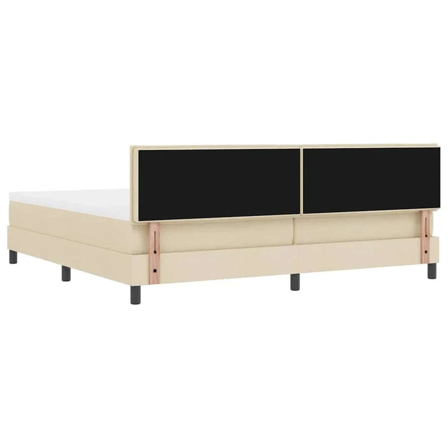 Lit à ressorts avec tête de lit Crème 200 x 200 cm tissu - 9