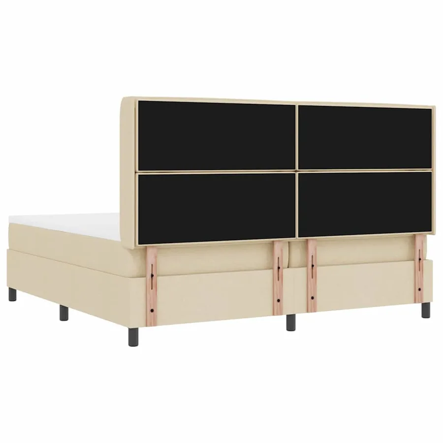 Lit à ressort LED avec matelas Crème 200 x 200 cm tissu - 10