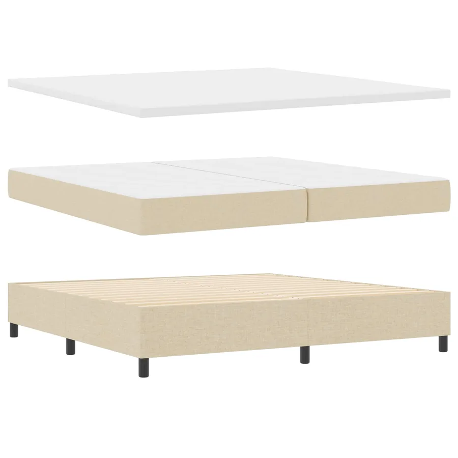 Lit à ressort LED avec matelas Crème 200 x 200 cm tissu - 7