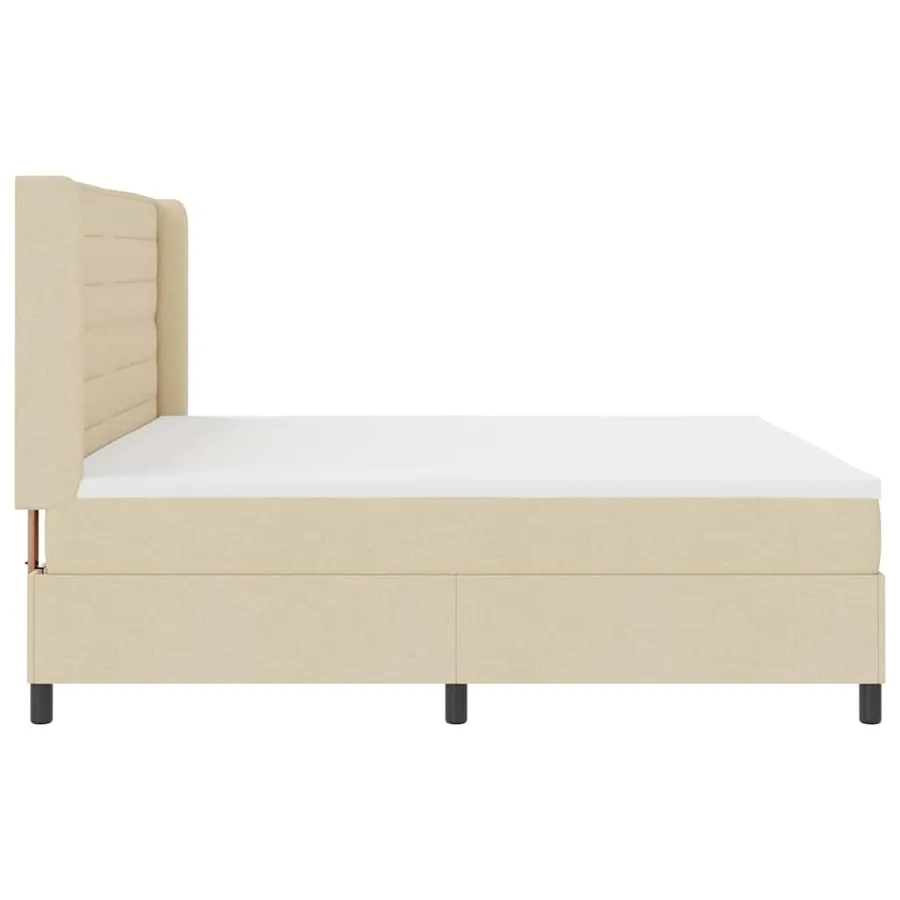 Lit à ressort LED avec matelas Crème 200 x 200 cm tissu - 9