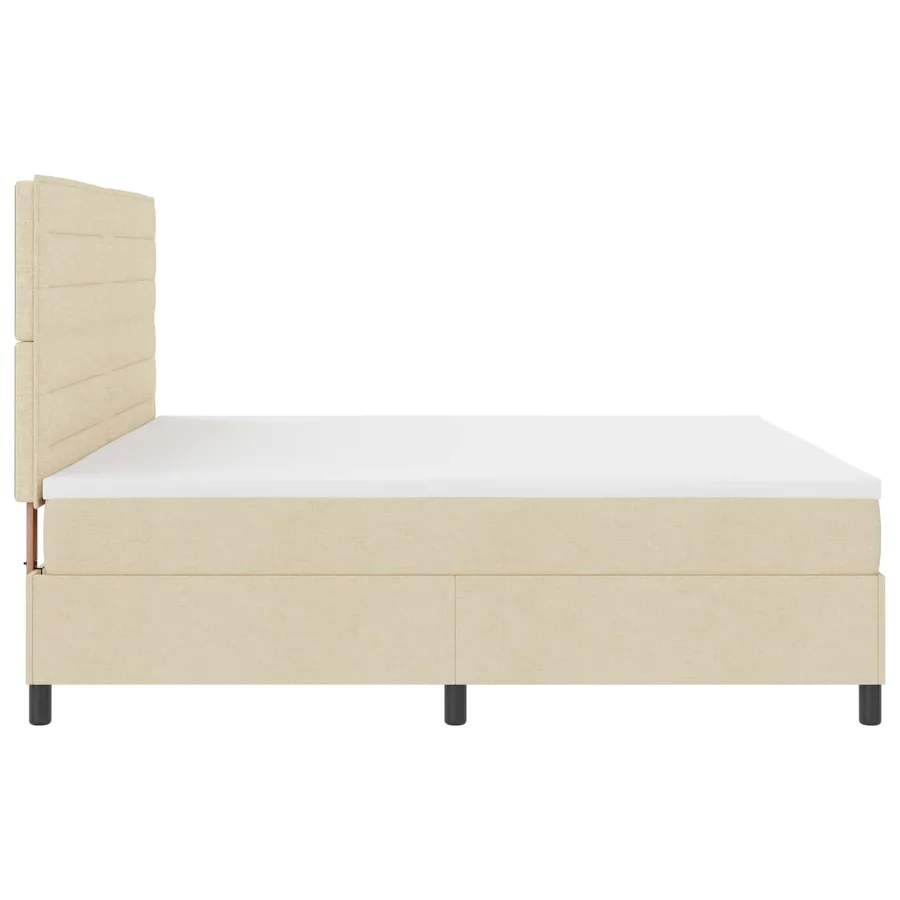 Lit à ressorts avec matelas avec LED Crème 200 x 200 cm tissu - 4