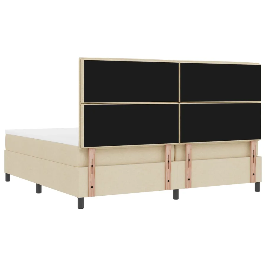 Lit à ressorts avec matelas avec LED Crème 200 x 200 cm tissu - 5