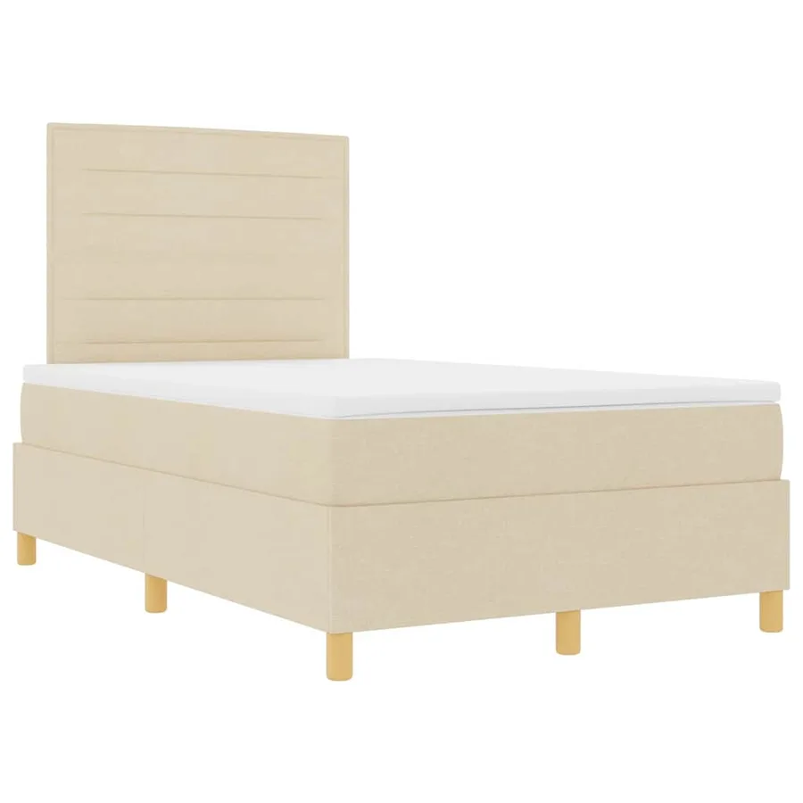 Lit à ressort LED avec matelas Crème 120 x 190 cm tissu - 6