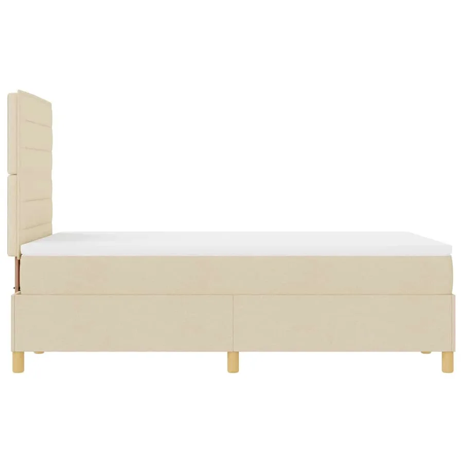 Lit à ressort LED avec matelas Crème 120 x 190 cm tissu - 9
