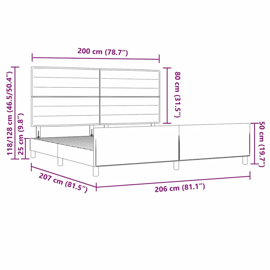 Cadre de lit avec tête de lit Crème 200 x 200 cm tissu - 13