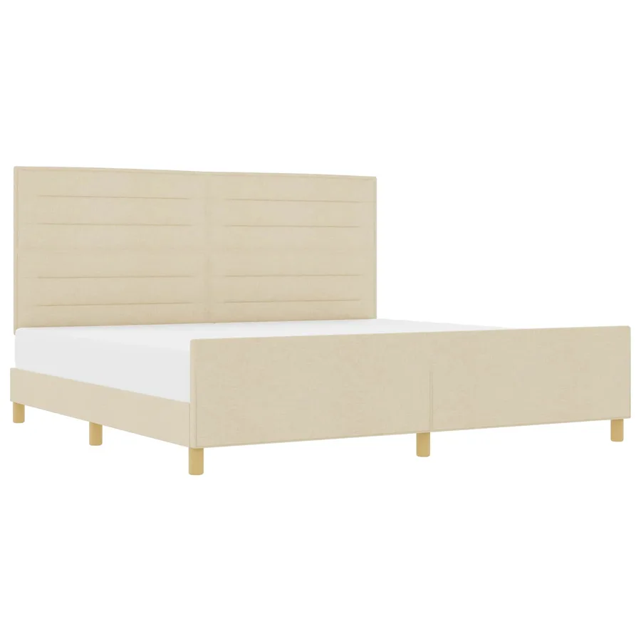Cadre de lit avec tête de lit Crème 200 x 200 cm tissu - 2