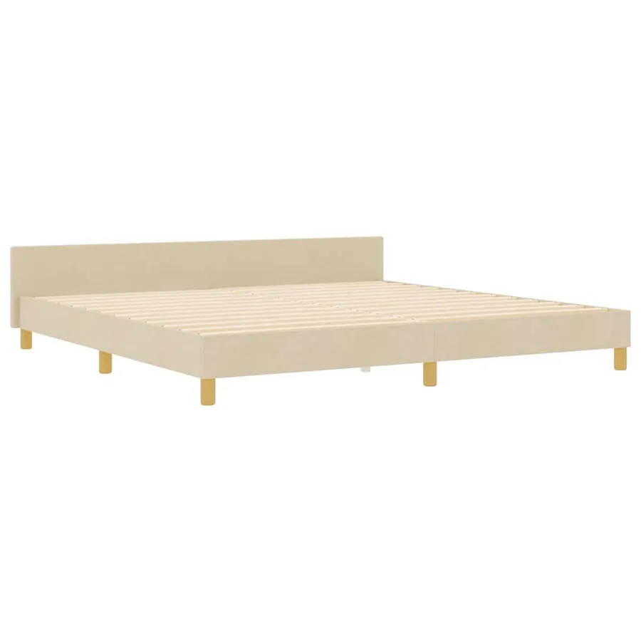 Cadre de lit avec tête de lit Crème 200 x 200 cm tissu - 4