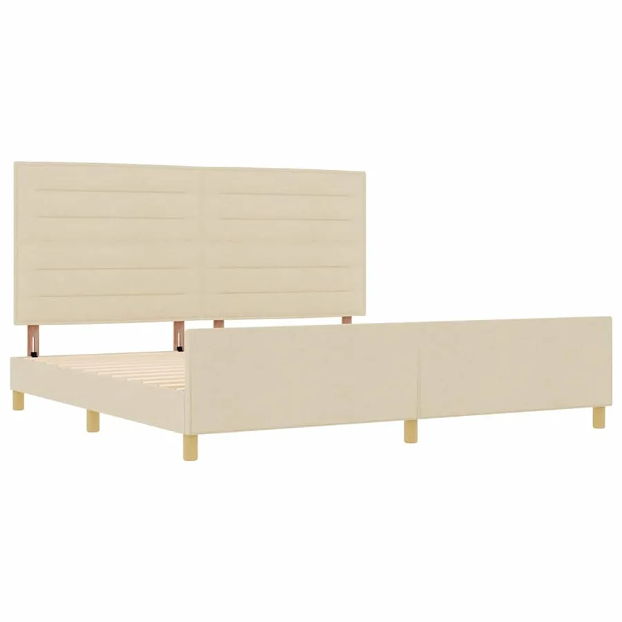 Cadre de lit avec tête de lit Crème 200 x 200 cm tissu - 5