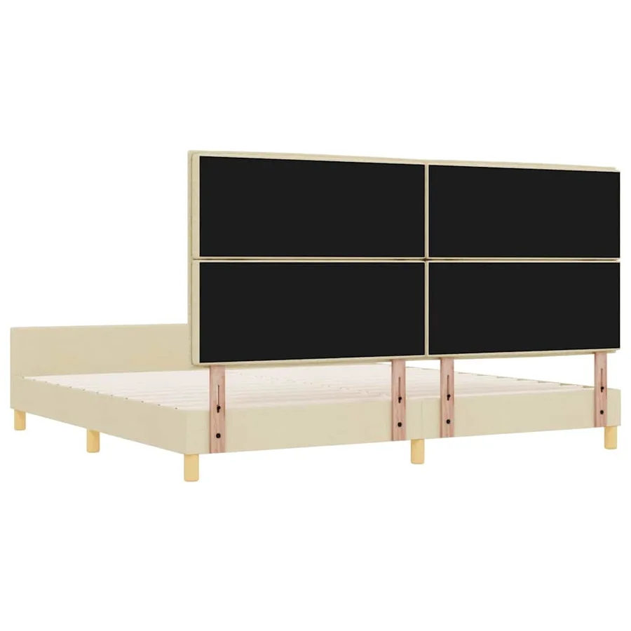 Cadre de lit avec tête de lit Crème 200 x 200 cm tissu - 9