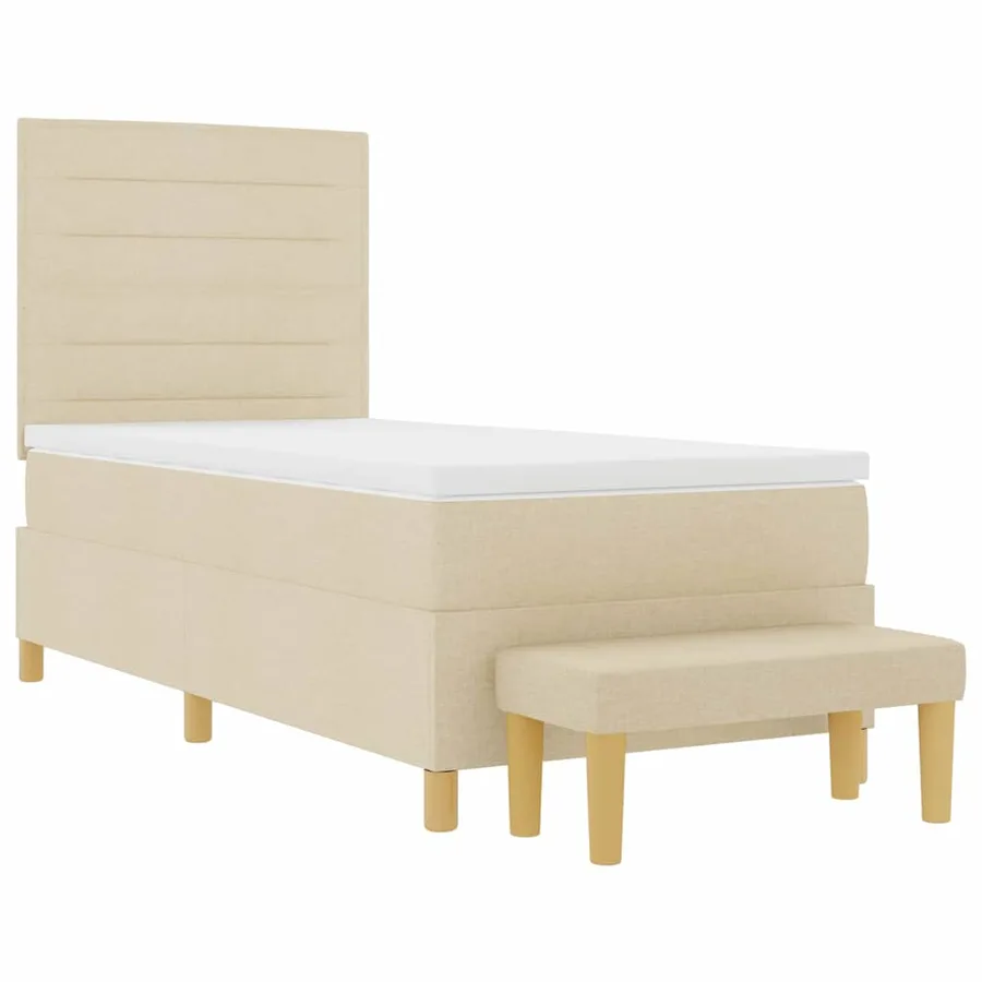 Lit à ressorts avec coussin Crème 200 x 90 cm tissu - 7