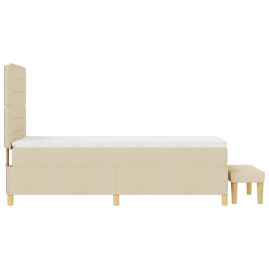 Lit à ressorts avec coussin Crème 200 x 90 cm tissu - 9