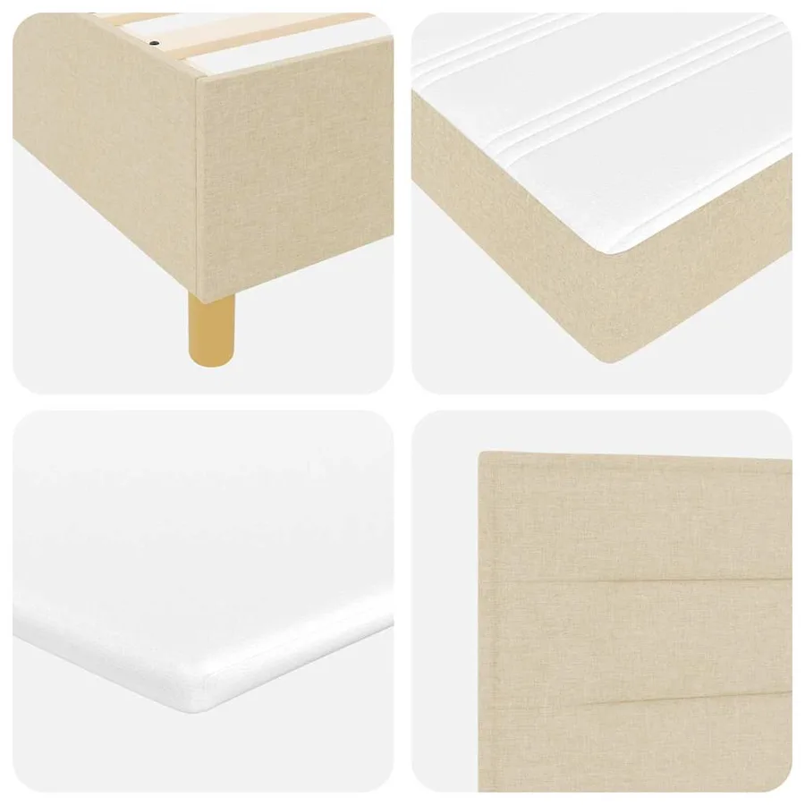 Lit à ressort LED avec matelas Crème 200 x 200 cm tissu - 11