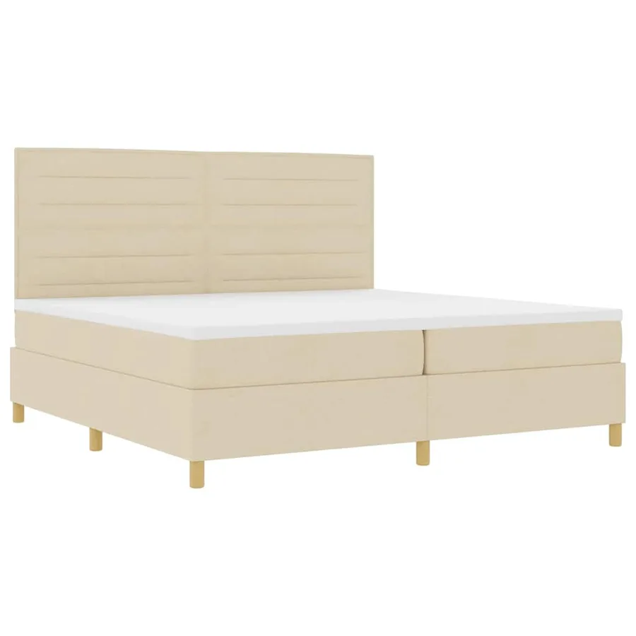 Lit à ressort LED avec matelas Crème 200 x 200 cm tissu - 6