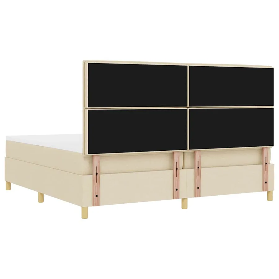 Lit à ressort LED avec matelas Crème 200 x 200 cm tissu - 8
