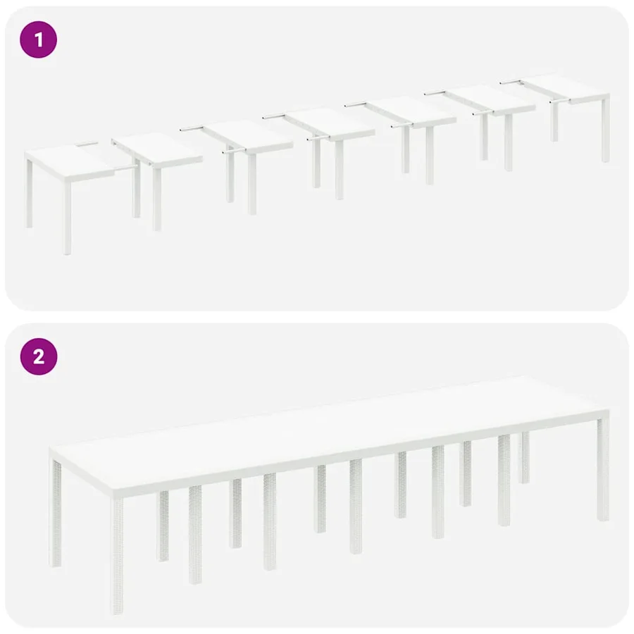 Table de Jardin Blanc 350 x 100 x 74 cm polyrotin - 8