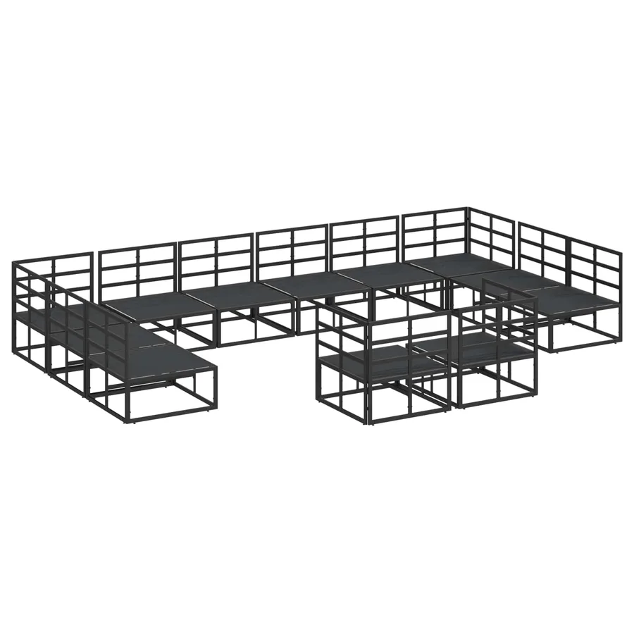 Ensemble de canapé de jardin avec coussin 12 pcs Noir Aluminium - 5