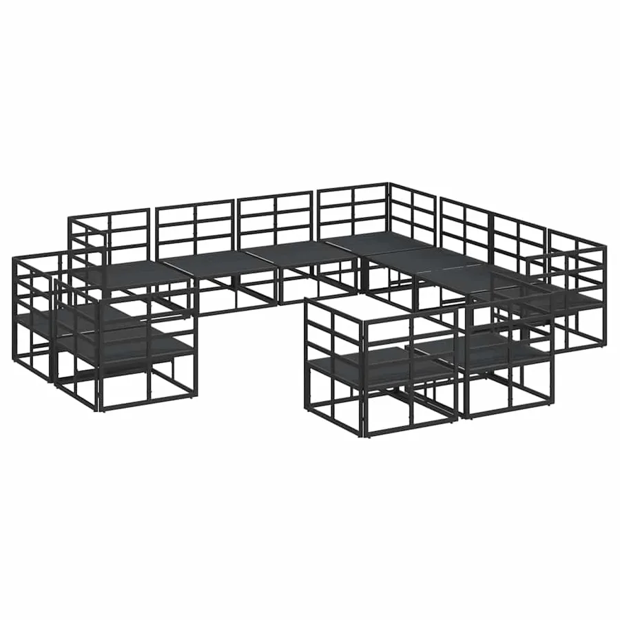 Ensemble de canapé de jardin avec coussin 11 pcs Noir Aluminium - 5