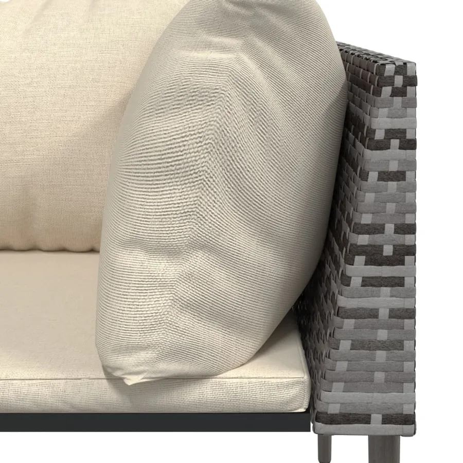 Salon de jardin 3 pcs avec coussins Gris Résine tressée - 8