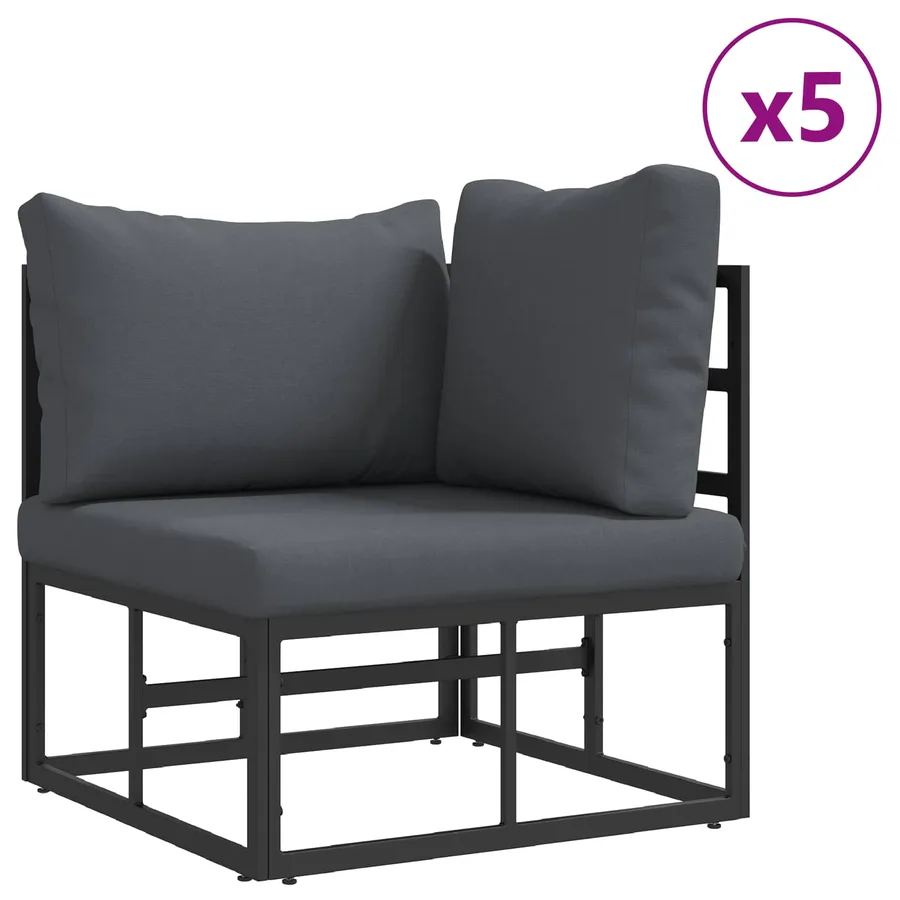 Ensemble de canapé de jardin avec coussin 9 pcs Noir Aluminium - 3