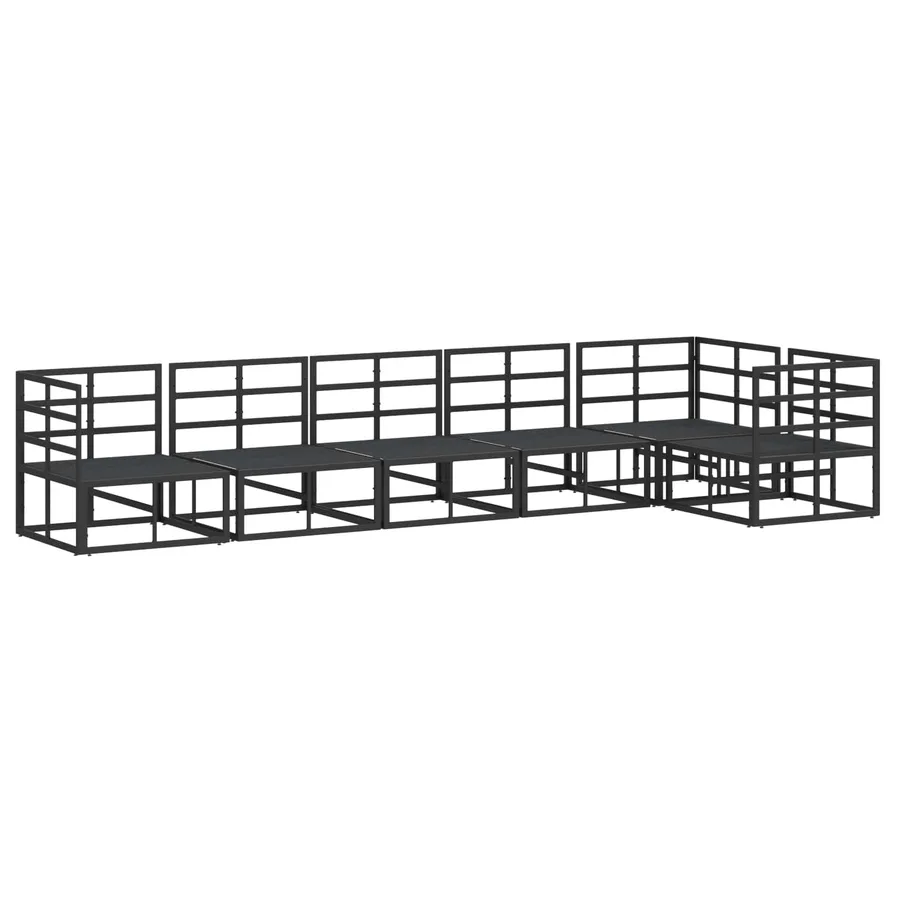 Ensemble de canapé de jardin avec coussin 6 pcs Noir Aluminium - 5