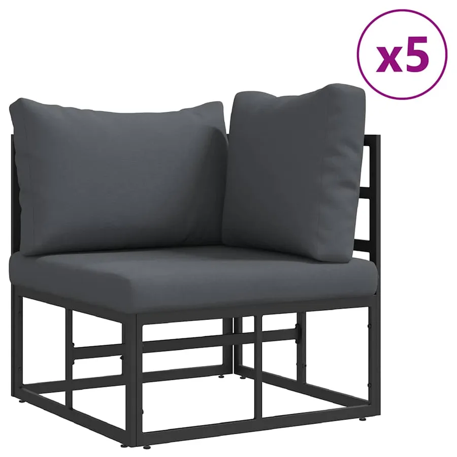 Ensemble de canapé de jardin avec coussin 7 pcs Noir Acier - 3