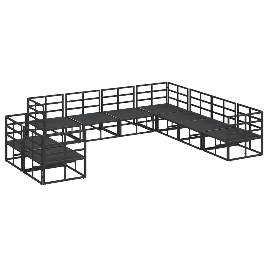 Ensemble de canapé de jardin avec coussin 9 pcs Noir Aluminium - 7